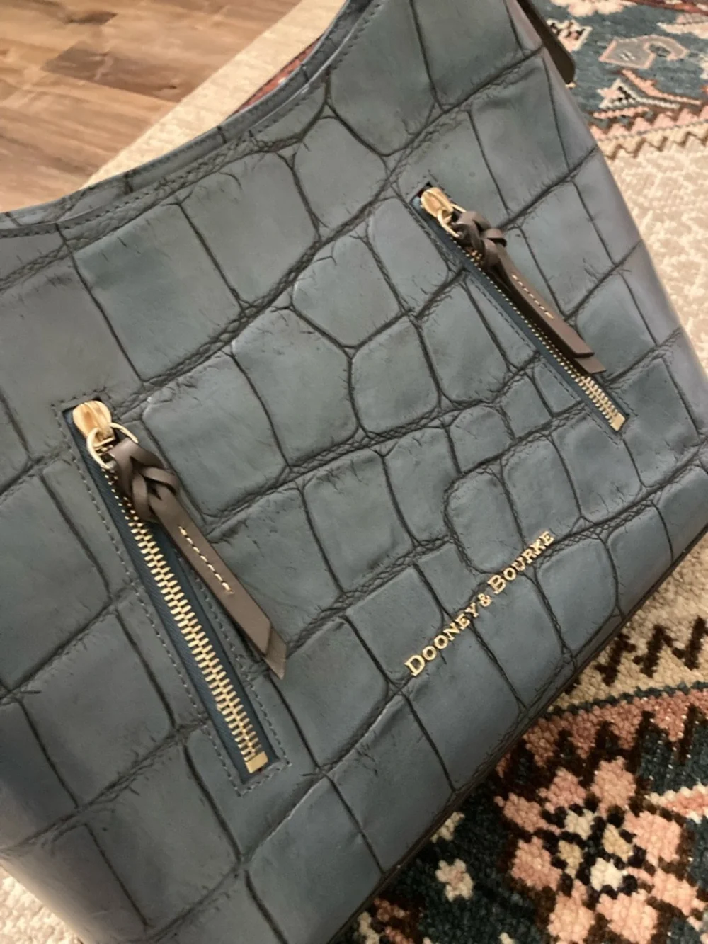 [Dooney & Bourke] Dennison Cooper Hobo Blue Croc Shoulder Bag